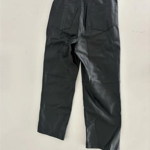 Blank NYC Black Vegan Leather Rip Cage Straight Leg Pants - Picture 3 of 4